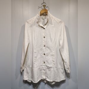 Simply Noelle Linen Blend Button Front Blazer Jacket Ivory Size S/M